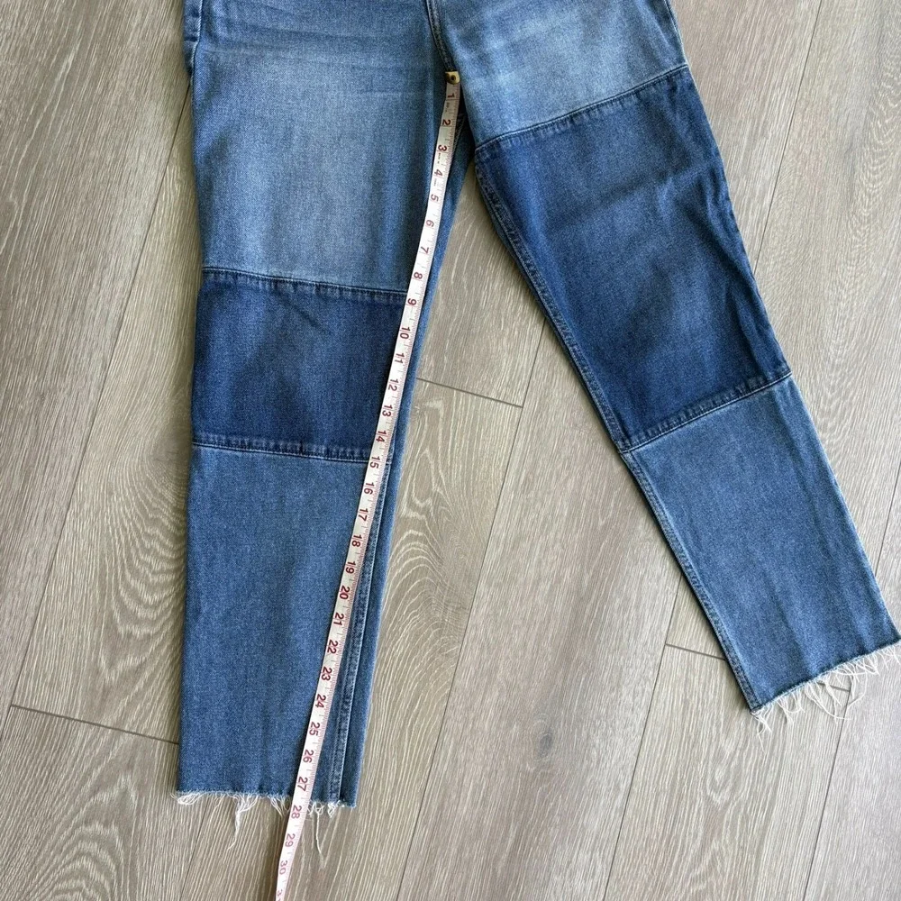 Hollister Womens Blue Denim Patchwork Ultra High-Rise Mom Jeans Size 5R (27x27)